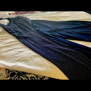 Blue one shoulder jumpsuit